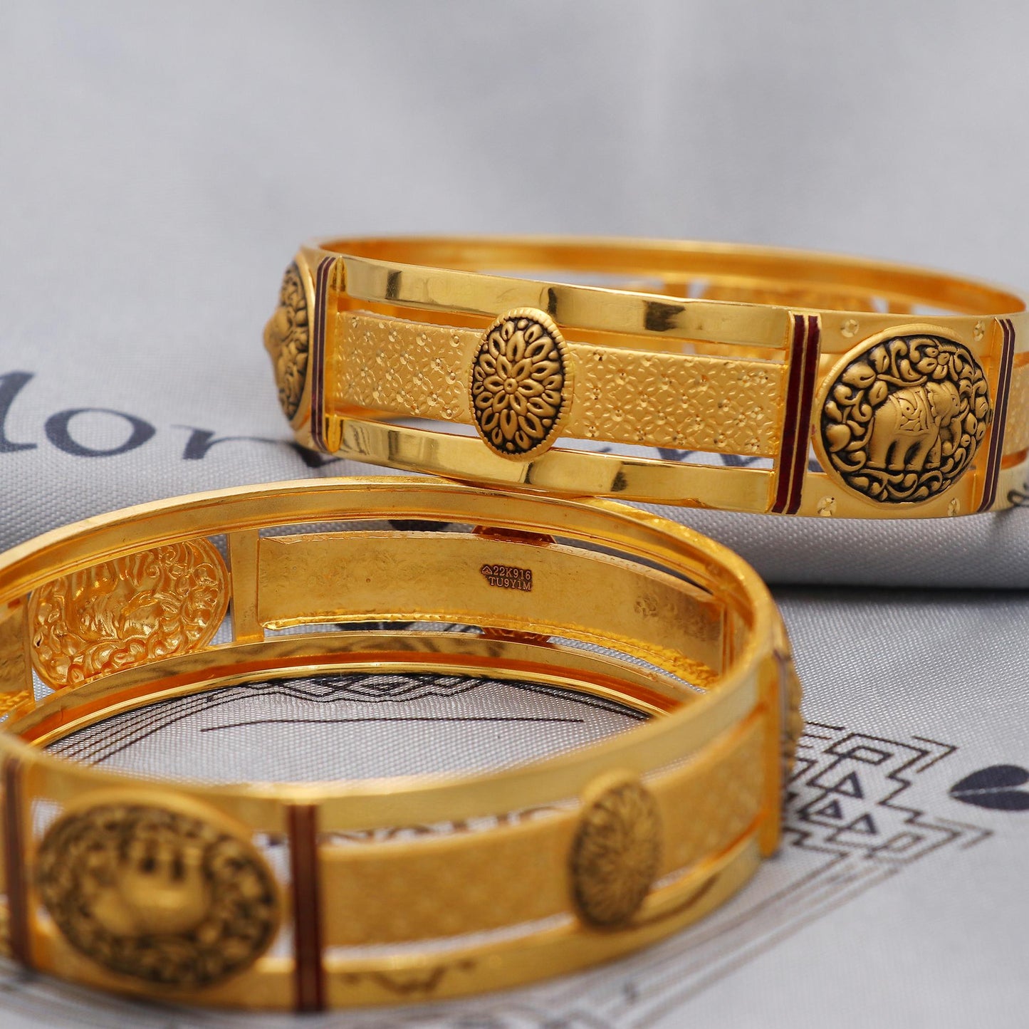 Pure 22k Gold Bangles Indian Handmade Asian vintage design, Traditional, Bangle Bracelet Wedding women Jewelry, Floral Bracelet Women