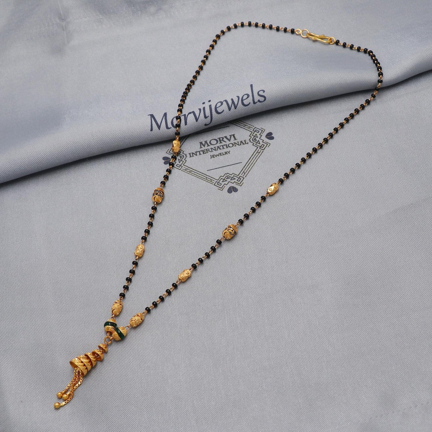 mangalsutra 22kt 22k real gold wife necklace, holy black beads necklace