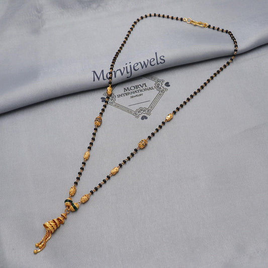 mangalsutra 22kt 22k real gold wife necklace, holy black beads necklace
