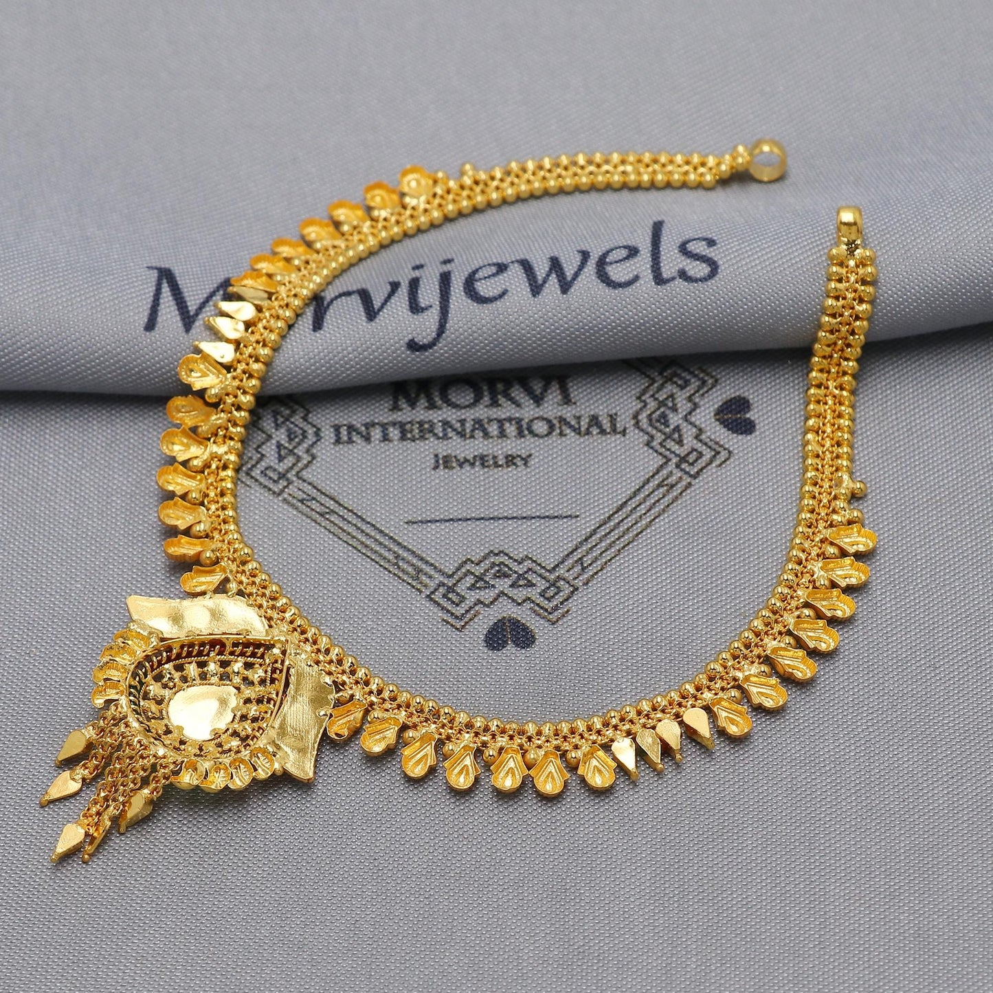 22k Yellow Gold Necklace Designer Handmade Jewelry, indian wedding gold jewellery, Wedding Bridal Jewelry for gift, Hallmark Gold Necklace