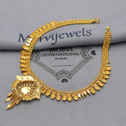 22k Yellow Gold Necklace Designer Handmade Jewelry, indian wedding gold jewellery, Wedding Bridal Jewelry for gift, Hallmark Gold Necklace