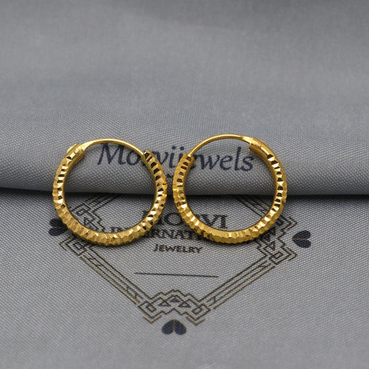18k Yellow Gold Hoop earrings Bali Earrings, Huggies , Handmade gold cartilage earrings for women, Christmas gift, Indian gold earrings