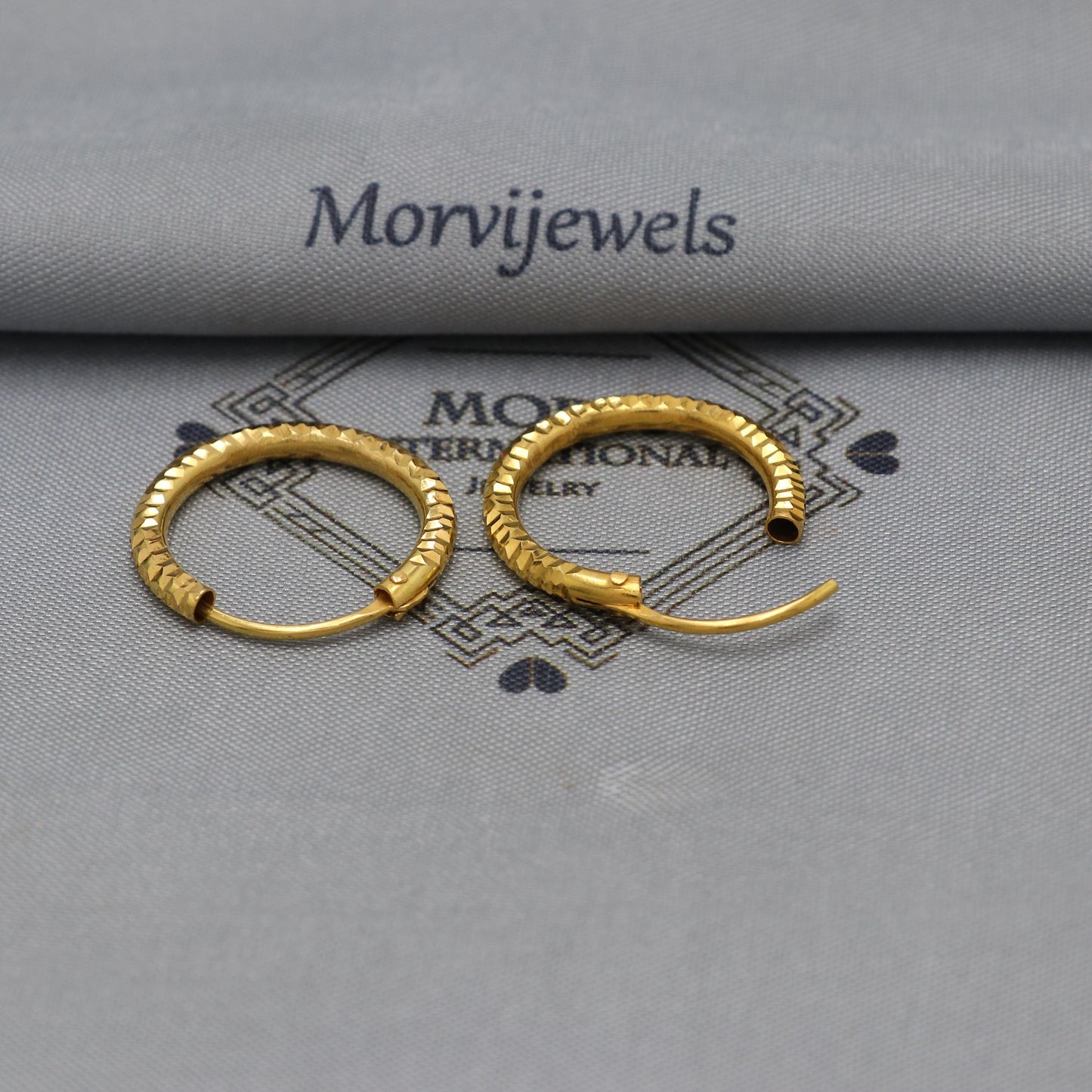 18k Yellow Gold Hoop earrings Bali Earrings, Huggies , Handmade gold cartilage earrings for women, Christmas gift, Indian gold earrings