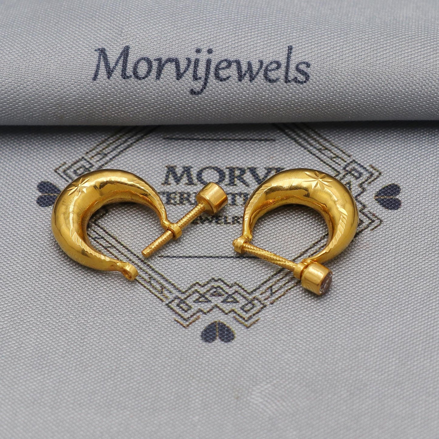 18k Yellow Gold Hoop earrings Bali Earrings, Huggies, Handmade gold Kundal earrings for women, Christmas gift, Indian gold men women earring