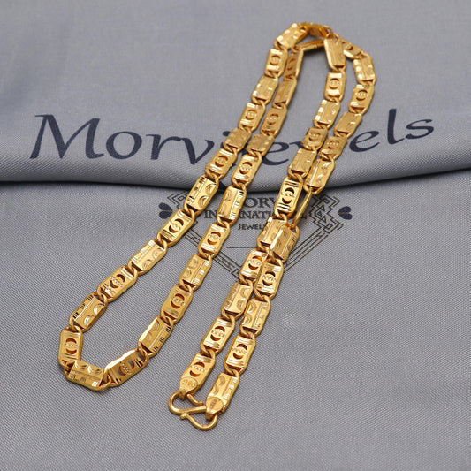 22k Yellow Gold Chain Necklace Gift , all sizes, 22k karat 22kt 22ct Indian Gold Handmade chain necklace Jewelry for gift, K6604