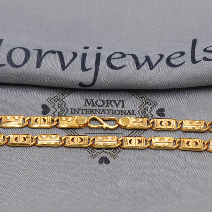 22k Yellow Gold Chain Necklace Gift , all sizes, 22k karat 22kt 22ct Indian Gold Handmade chain necklace Jewelry for gift, K6604