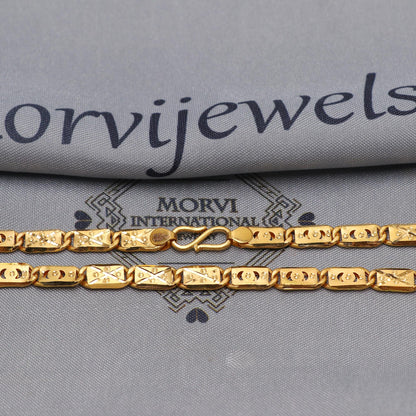 22k Yellow Gold Chain Necklace Gift , all sizes, 22k karat 22kt 22ct Indian Gold Handmade chain necklace Jewelry for gift, K6605