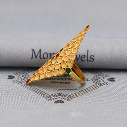 22k Yellow Gold Ring Size 7 US and All, Hallmark Women Gold Ring Jewelry, Indian Vintage Design Gold Ring, Wedding Gold Ring, K6610