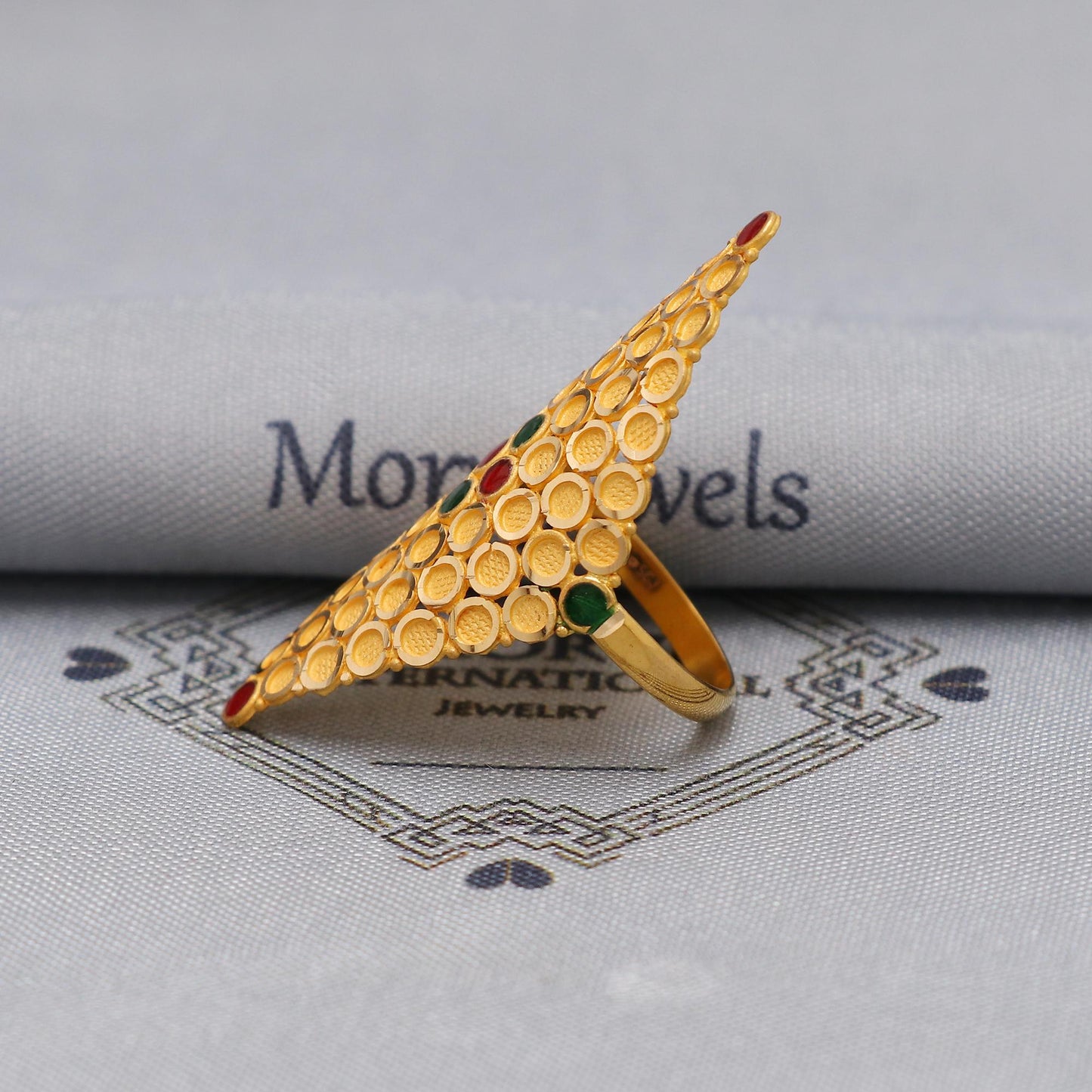 22k Yellow Gold Ring Size 7 US and All, Hallmark Women Gold Ring Jewelry, Indian Vintage Design Gold Ring, Wedding Gold Ring, K6610