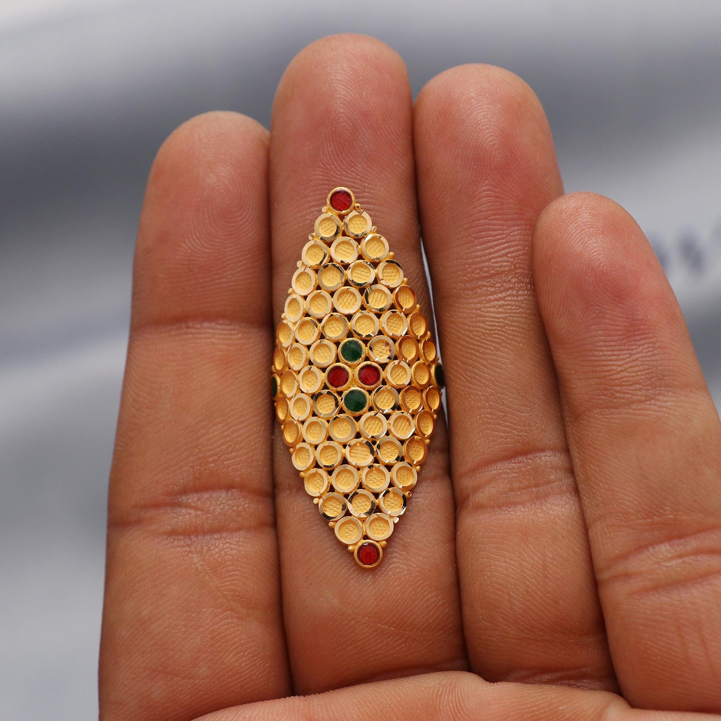 22k Yellow Gold Ring Size 7 US and All, Hallmark Women Gold Ring Jewelry, Indian Vintage Design Gold Ring, Wedding Gold Ring, K6610