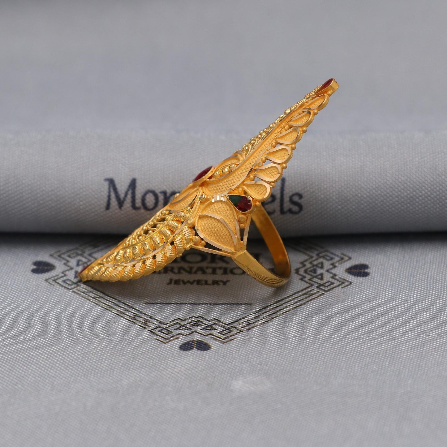 22k Yellow Gold Ring Size 8.25 US and All, Hallmark Women Gold Ring Jewelry, Indian Vintage Design Gold Ring, Wedding Gold Ring, K6611