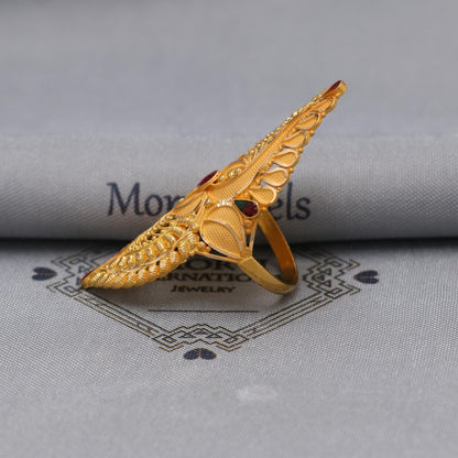 22k Yellow Gold Ring Size 8.25 US and All, Hallmark Women Gold Ring Jewelry, Indian Vintage Design Gold Ring, Wedding Gold Ring, K6611