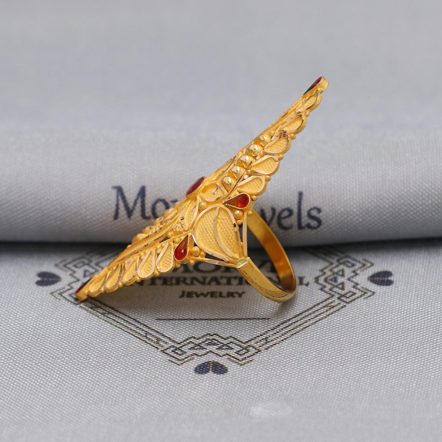22k Yellow Gold Ring Size 8.5 US and All, Hallmark Women Gold Ring Jewelry, Indian Vintage Design Gold Ring, Wedding Gold Ring, K6612