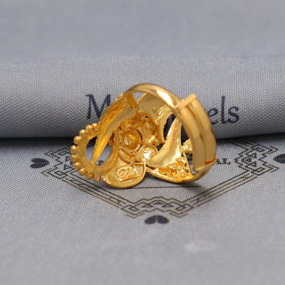 Flower 22k Yellow Gold Ring Size 10 US and All, 22kt Women Gold Ring Jewelry, Indian Vintage Design Gold Ring, Wedding Gold Ring, K6615