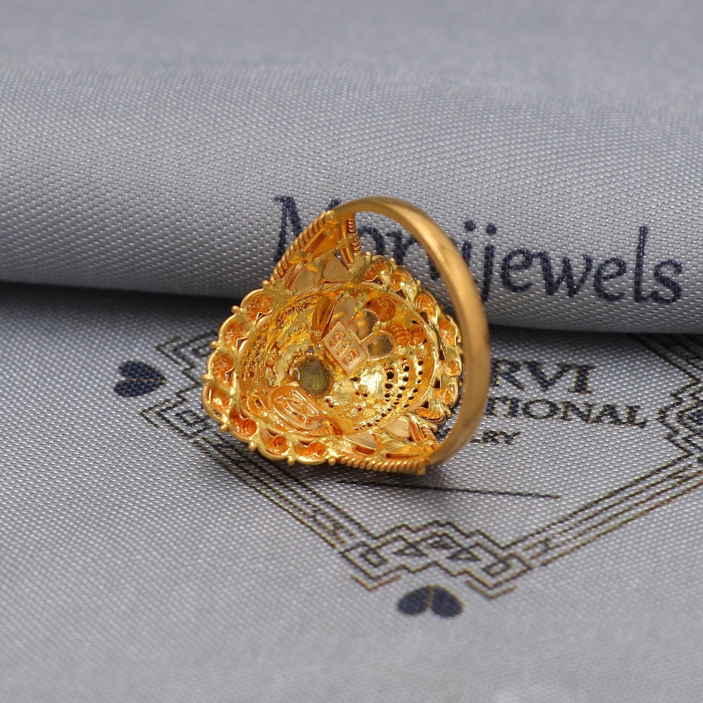 Peridot 22k Yellow Gold Ring Size 7.5 US and All, Hallmark Women Gold Ring Jewelry, Indian Meena Gold Ring, Wedding Gold Ring, K6617
