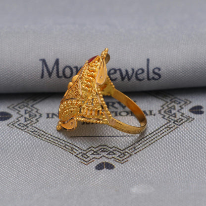 22k Yellow Gold Ring Size 7 US and All, Hallmark Women Gold Ring Jewelry, Indian Vintage Design Gold Ring, Wedding Gold Ring, K6618