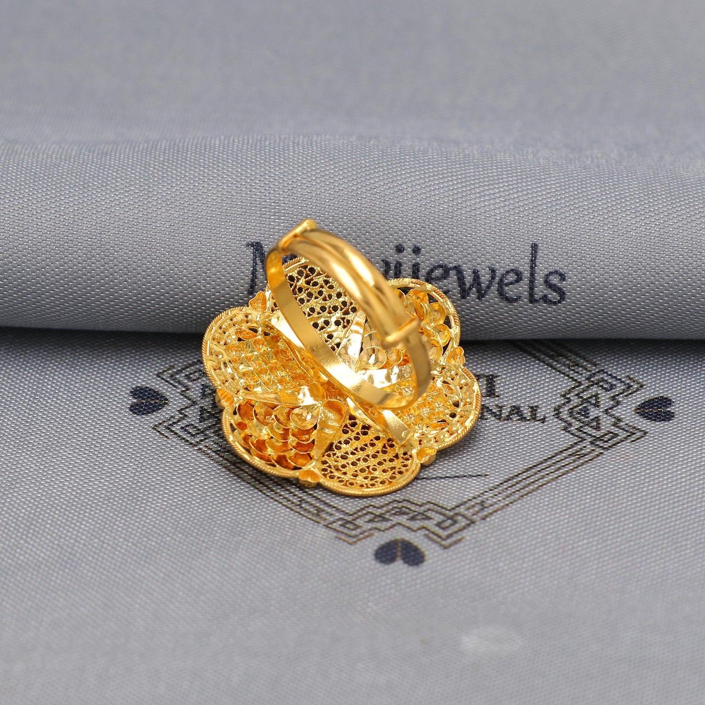 Red Enamel 22k Yellow Gold Ring, Women Gold Ring Jewelry, Indian Vintage Design Gold Ring, Filigree Wedding Gold Rajasthani Ring, K6620
