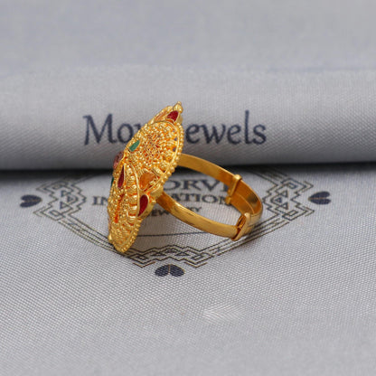 22k Yellow Gold Filigree Ring Size 8.25 US and All, Women Gold Ring Jewelry,Indian Vintage Design Gold Ring, Wedding Gold Flower Ring, K6622