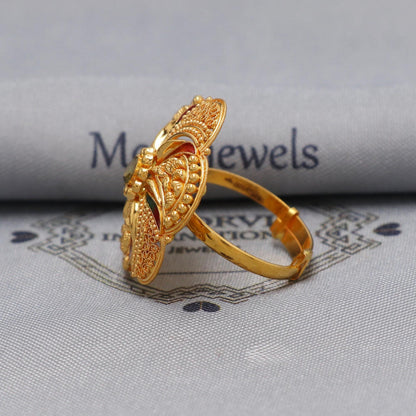 22k Yellow Gold Filigree Ring Size 8 US and All, Women Gold Ring Jewelry, Indian Designer Gold Ring, Wedding Gold Handmade Ring, K6623