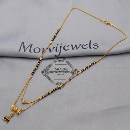 22k gold chain mangalsutra necklace with gold beads and black beads, Indian Wife Jewelry gift, K6475
