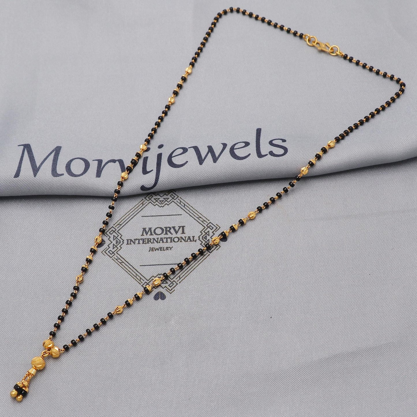 22k gold chain mangalsutra necklace with gold beads and black beads, Indian Wife Jewelry, Mangal Sutra Gifts for Wife,K6476