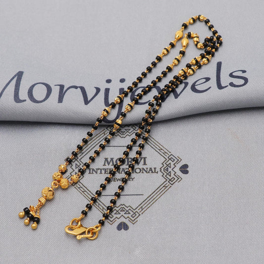 22k gold chain mangalsutra necklace with gold beads and black beads, Indian Wife Jewelry, Mangal Sutra Gifts for Wife, K6477