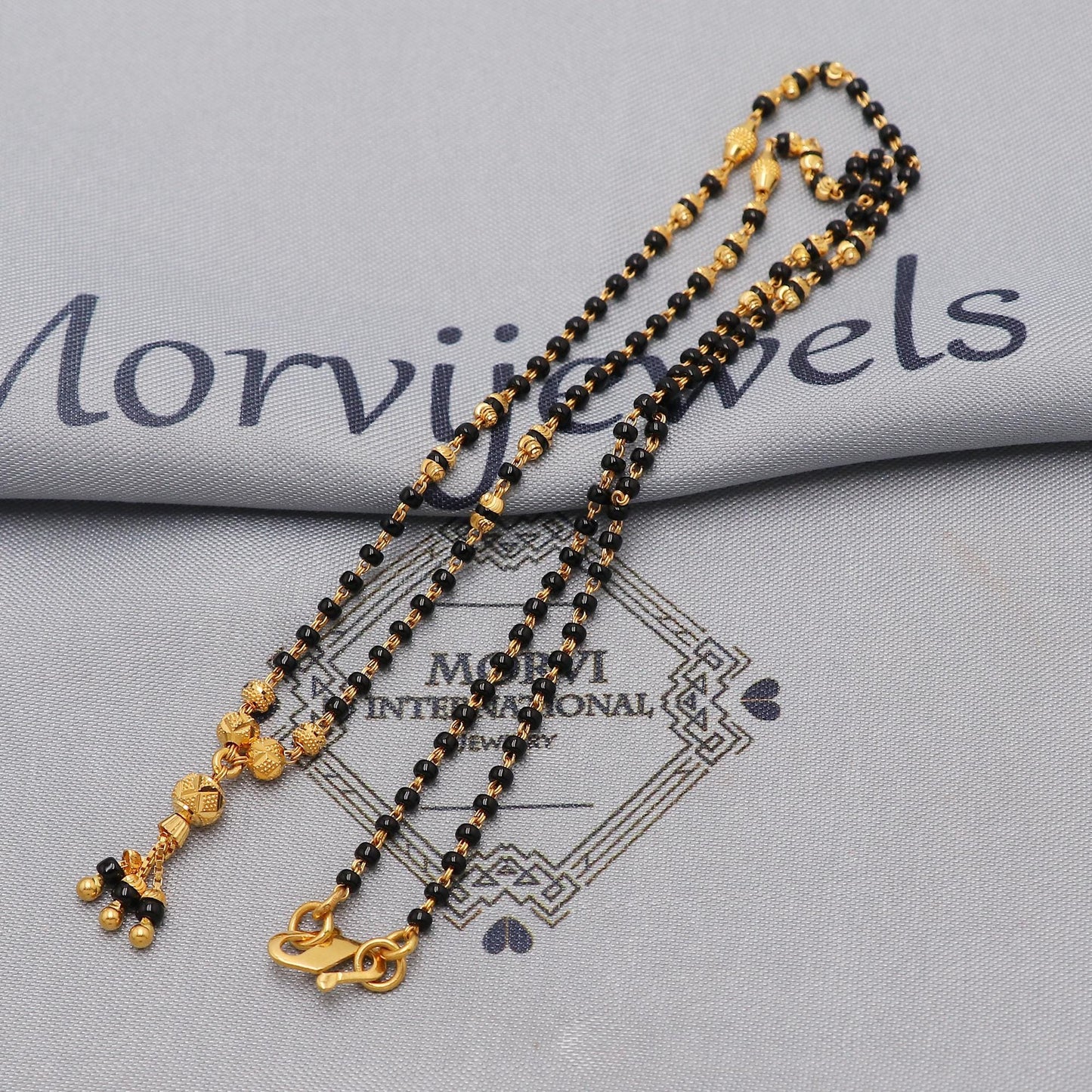 22k gold chain mangalsutra necklace with gold beads and black beads, Indian Wife Jewelry, Mangal Sutra Gifts for Wife, K6477