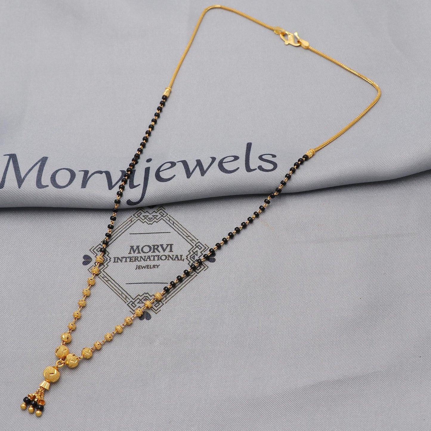 22k gold chain mangalsutra necklace with gold beads and black beads, Indian Wife Jewelry, Mangal Sutra Gifts for Wife, K6478