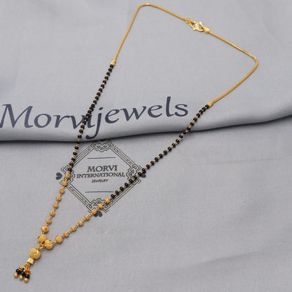 22k gold chain mangalsutra necklace with gold beads and black beads, Indian Wife Jewelry, Mangal Sutra Gifts for Wife, K6478