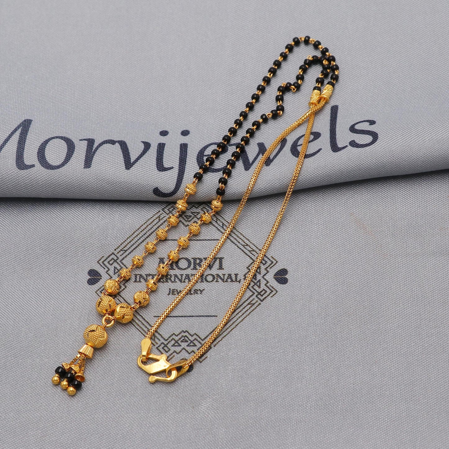 22k gold chain mangalsutra necklace with gold beads and black beads, Indian Wife Jewelry, Mangal Sutra Gifts for Wife, K6478