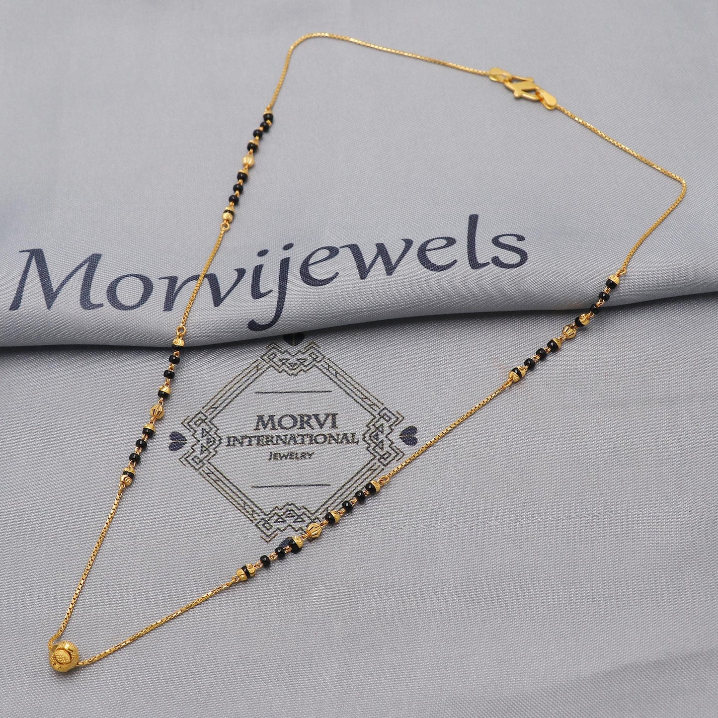22k gold chain mangalsutra necklace with gold beads and black beads, Indian Wife Jewelry, Mangal Sutra Gifts for Wife, K6479