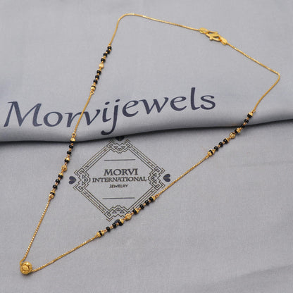 22k gold chain mangalsutra necklace with gold beads and black beads, Indian Wife Jewelry, Mangal Sutra Gifts for Wife, K6479