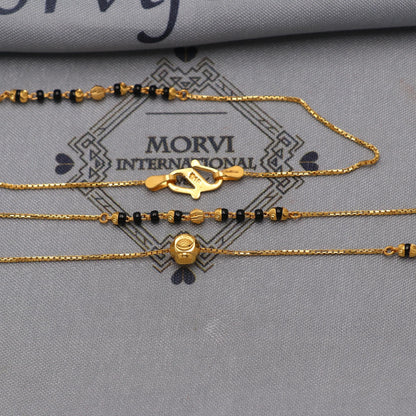 22k gold chain mangalsutra necklace with gold beads and black beads, Indian Wife Jewelry, Mangal Sutra Gifts for Wife, K6479