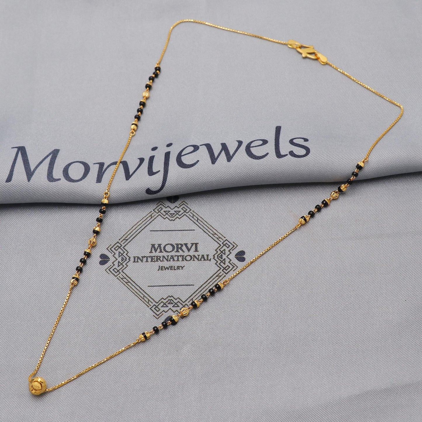 22k gold chain mangalsutra necklace with gold beads and black beads, Indian Wife Jewelry, Mangal Sutra Gifts for Wife, K6479