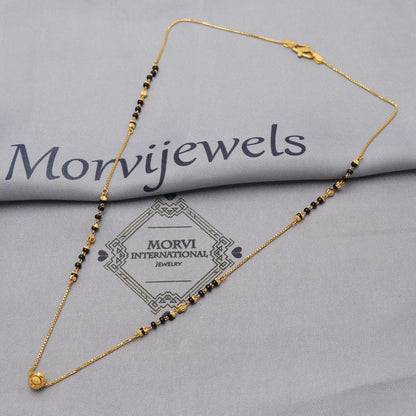 22k gold chain mangalsutra necklace with gold beads and black beads, Indian Wife Jewelry, Mangal Sutra Gifts for Wife, K6479