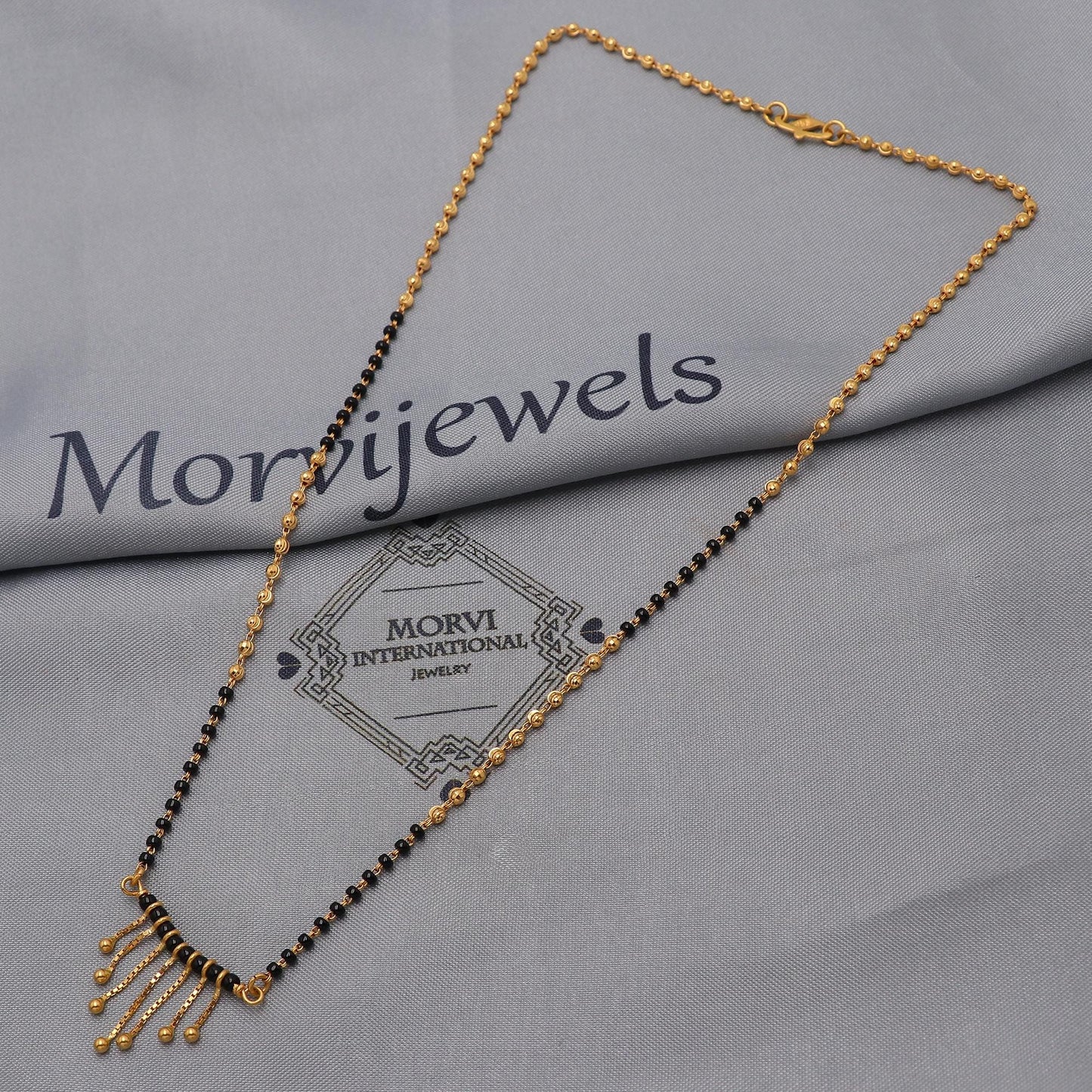 Indian 22k gold chain mangalsutra necklace with diamond cut gold beads and black beads, Wife Jewelry, Mangal Sutra Gifts for Wife, K6481