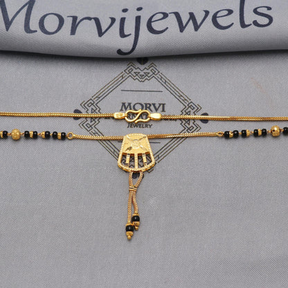 Indian 22k gold chain mangalsutra chain necklace with gold beads and black beads, Wife Jewelry, Mangal Sutra Gifts for Wife, K6482