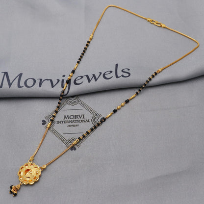 Indian 22k gold chain mangalsutra box chain necklace with gold beads and black beads, Wife Jewelry, Mangal Sutra Gifts for Wife, K6484