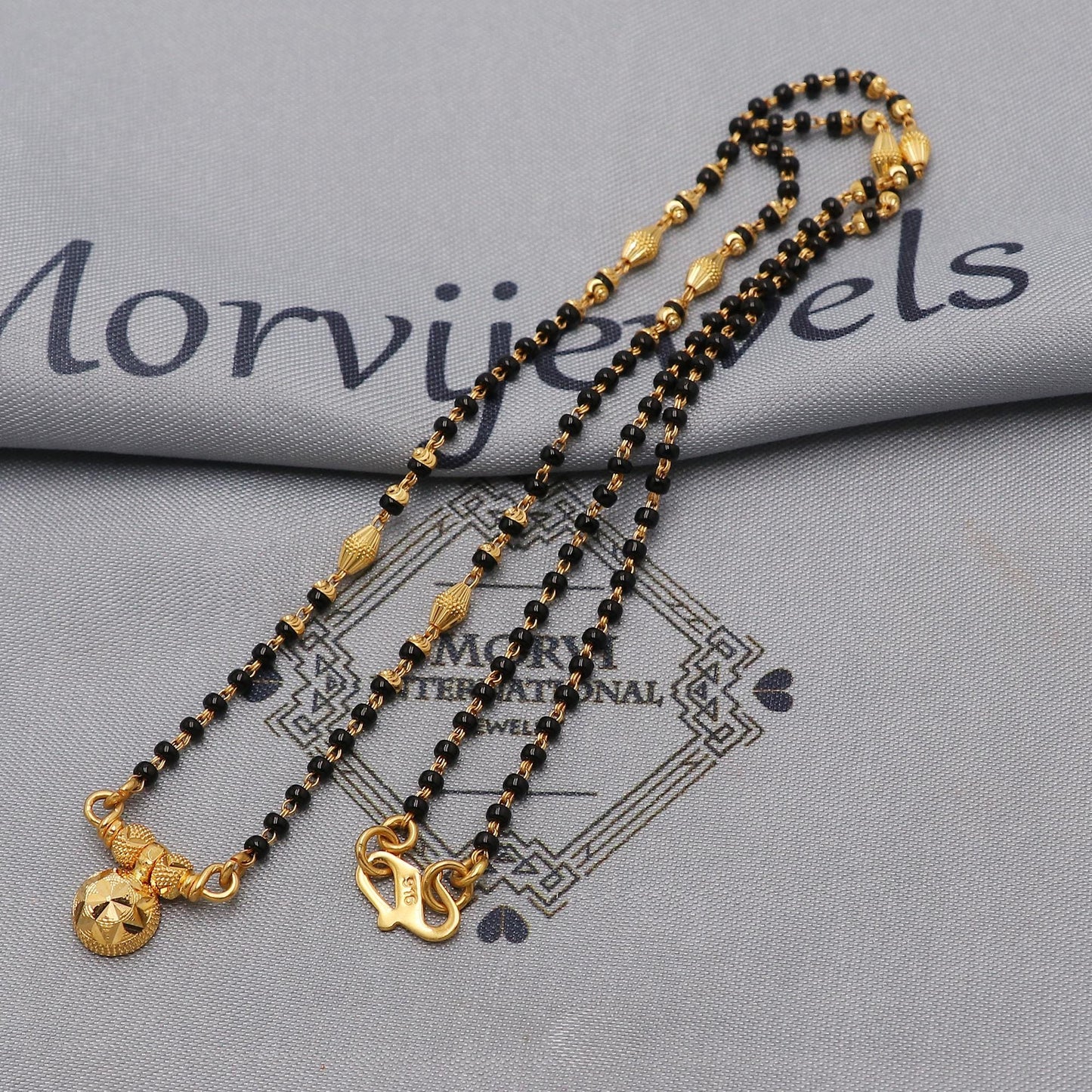 22kt 22k gold chain mangalsutra black beaded chain necklace, Wife Necklace Jewelry, Mangal Sutra Gifts for Wife, K6487