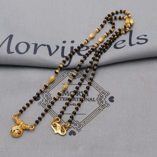 22kt 22k gold chain mangalsutra black beaded chain necklace, Wife Necklace Jewelry, Mangal Sutra Gifts for Wife, K6487