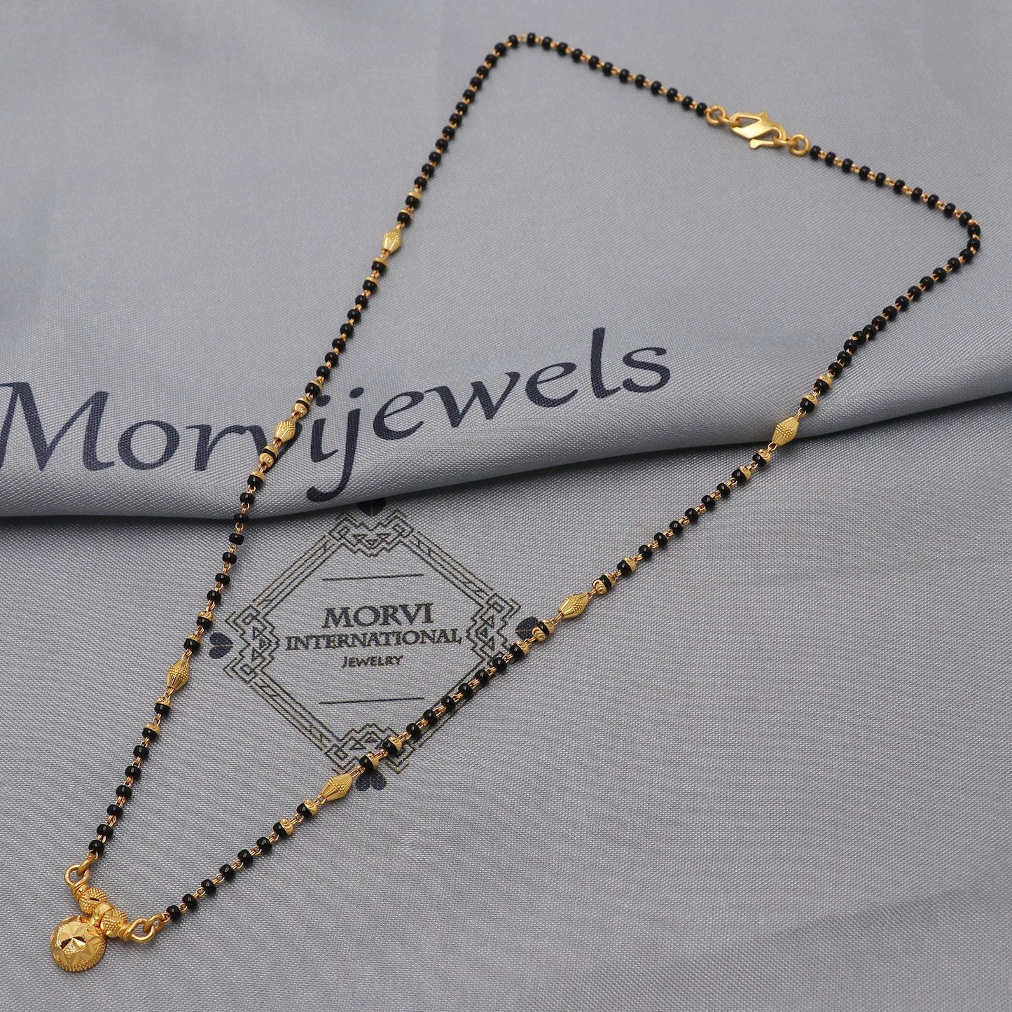 22kt 22k gold chain mangalsutra black beaded chain necklace, Wife Necklace Jewelry, Mangal Sutra Gifts for Wife, K6487