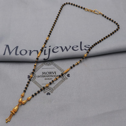 22kt 22k gold chain mangalsutra black beaded chain necklace, Wife Necklace Jewelry, Mangal Sutra Gifts for Wife, K6488