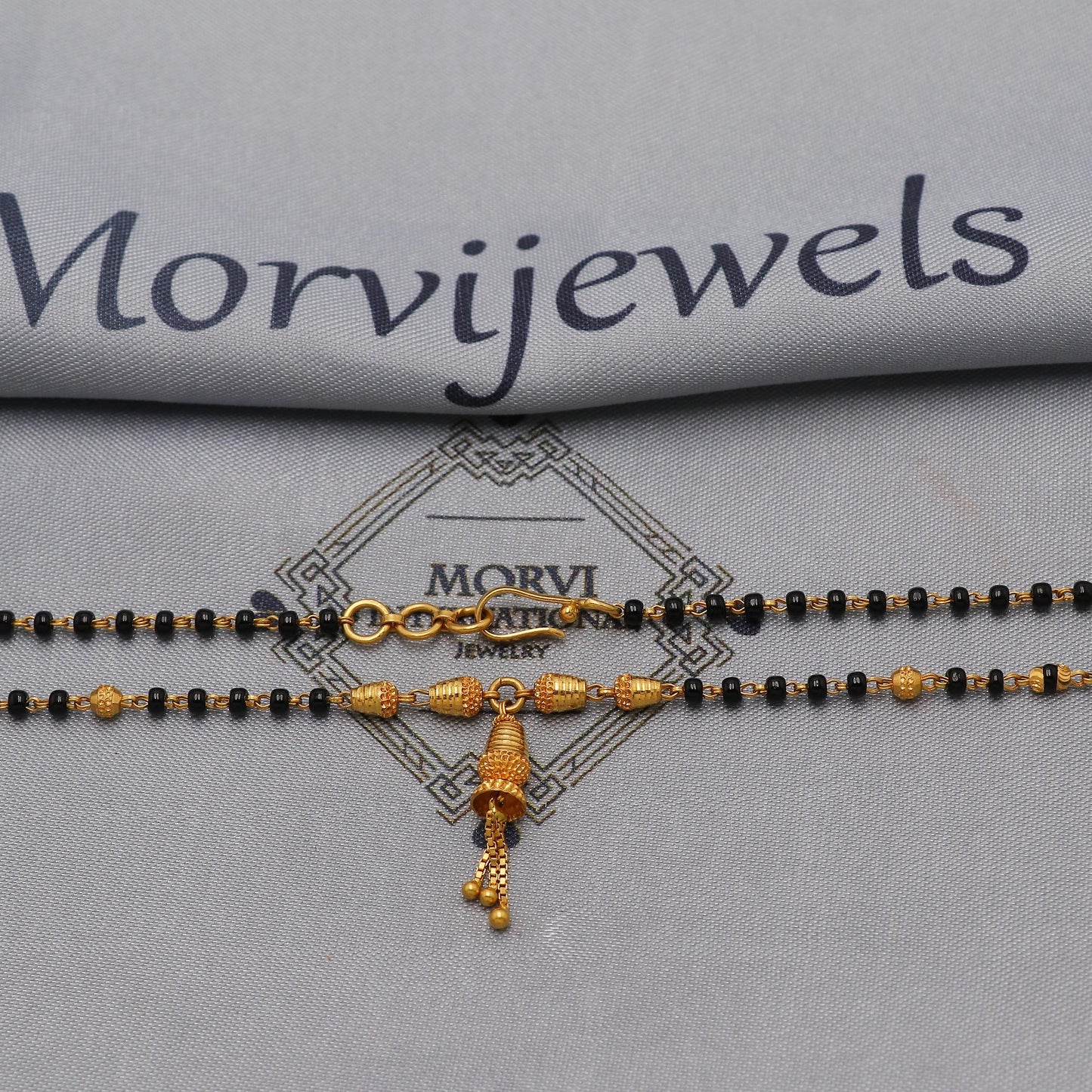22kt 22k gold chain mangalsutra black beaded chain necklace, Wife Necklace Jewelry, Mangal Sutra Gifts for Wife, K6488