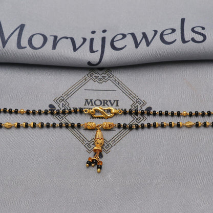 22kt 22k gold chain mangalsutra black beaded chain necklace, Wife Necklace Jewelry, Mangal Sutra Gifts for Wife, K6490