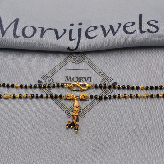 22kt 22k gold chain mangalsutra black beaded chain necklace, Wife Necklace Jewelry, Mangal Sutra Gifts for Wife, K6490