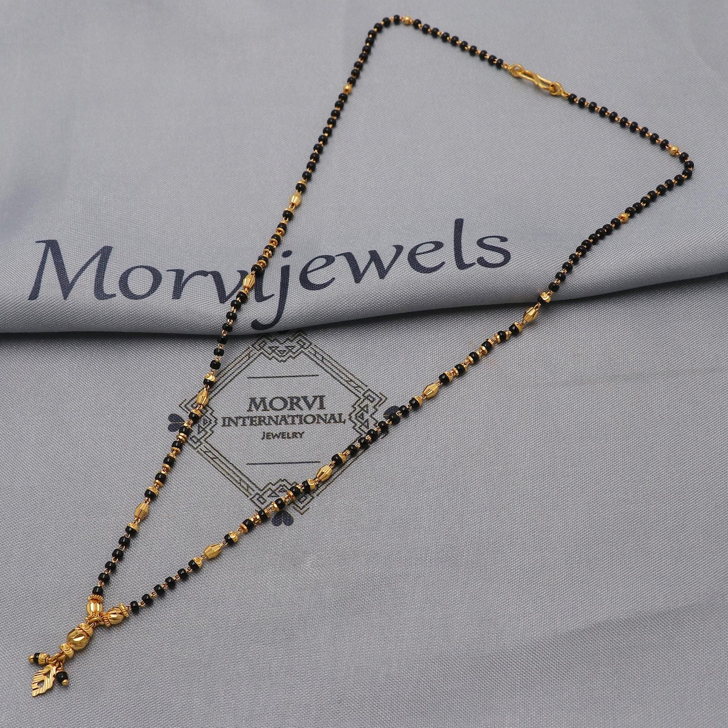 22kt 22k gold chain mangalsutra black beaded chain necklace, Wife Necklace Jewelry, Mangal Sutra Gifts for Wife, K6491
