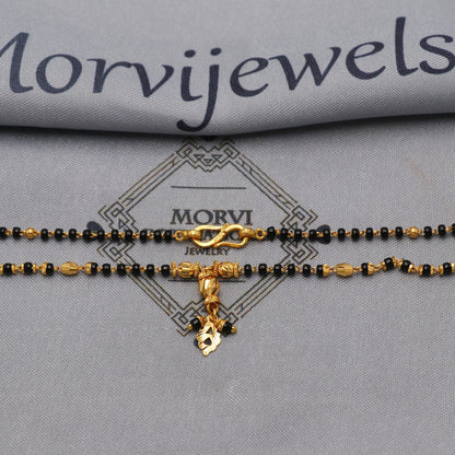 22kt 22k gold chain mangalsutra black beaded chain necklace, Wife Necklace Jewelry, Mangal Sutra Gifts for Wife, K6491