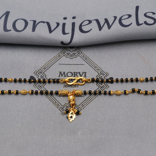 22kt 22k gold chain mangalsutra black beaded chain necklace, Wife Necklace Jewelry, Mangal Sutra Gifts for Wife, K6491