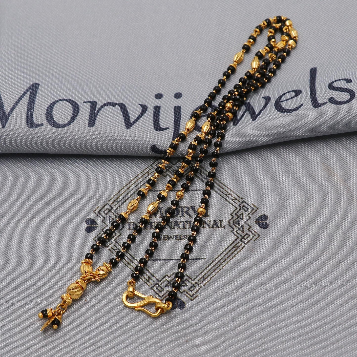 22kt 22k gold chain mangalsutra black beaded chain necklace, Wife Necklace Jewelry, Mangal Sutra Gifts for Wife, K6491