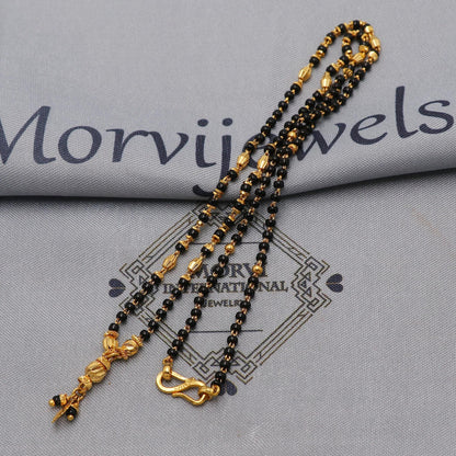 22kt 22k gold chain mangalsutra black beaded chain necklace, Wife Necklace Jewelry, Mangal Sutra Gifts for Wife, K6491